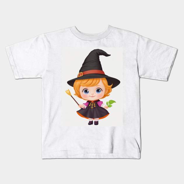 Cute Baby Witch Kids T-Shirt by likbatonboot